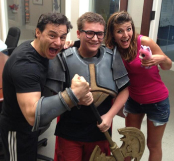 Artix, DarkAxe15, and myself yell Battle On! Artix Beleen and DarkAxe15 yell Battle On