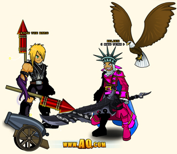 Celebrate Freedom Day with Liberty Rares and explosive fireworks! Independence Day in AQW