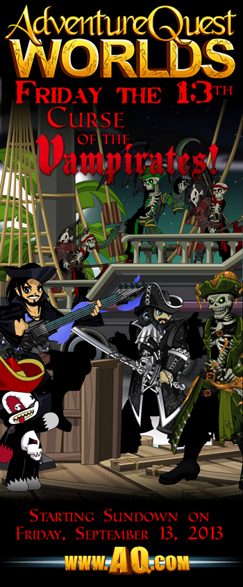 Friday the 13: Curse of the Vampirates! Friday the 13 game event in online fantasy game AdventureQuest Worlds