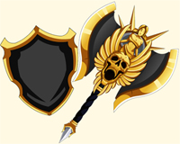 Gilded Assembly axe and shield