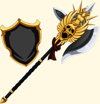 Gilded Entourage polearm and shield