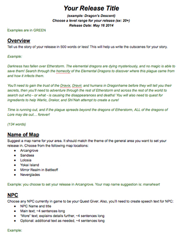 Click here to view the full Release Outline template! Release Outline Template
