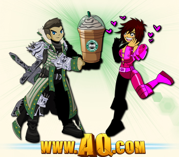 Monster Hunter by day... and a ladie's man by night. Works everytime. Starbucks spoof AdventureBucks Coffee Beleen and Zoshi