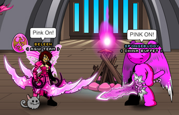 Me and my date, Spongebuddy! Beleen and Spongebuddy in online game AQW