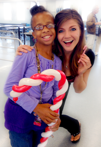 beleen candy cane balloon girl